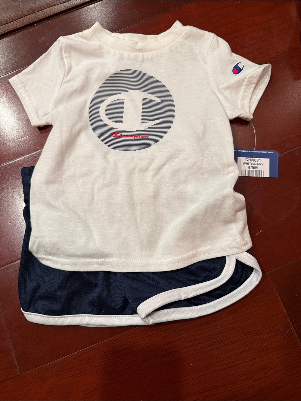 Champion White Tee with Navy Athletic Shorts Set